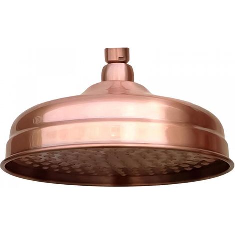 Pommeau de douche en cuivre rouge antique rond de 8 pouces, tube d'extension de pommeau de douche à effet pluie, bras mural, accessoires de salle de bain (1/5)
