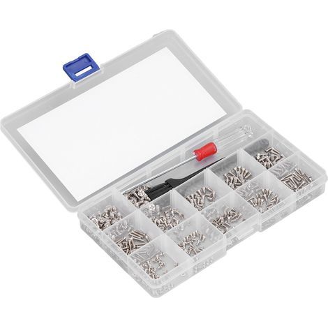 Kit d'assortiment de vis d'ordinateur 600 pièces, Micro tête plate M2 M2.5 M3 avec brosse de tournevis (argent) (1/5)