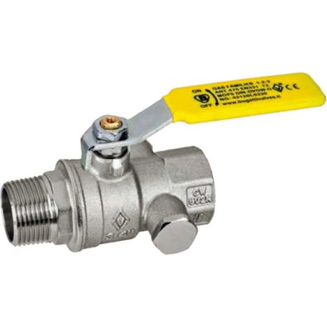 VALVOLA A SFERA GAS M/F CON PRESA DI PRESSIONE E LEVA IN ACCIAIO BUGATTI 3/4"" - DN20