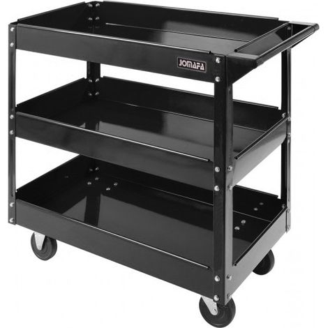 JOMAFA CARRO DE TALLER PARA HERRAMIENTAS 3 BANDEJAS PROFESIONAL CON RUEDAS, COLOR NEGRO (1/3)