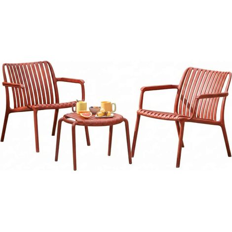 Salon de jardin 2 places Joysxee, terracotta - Jardiline