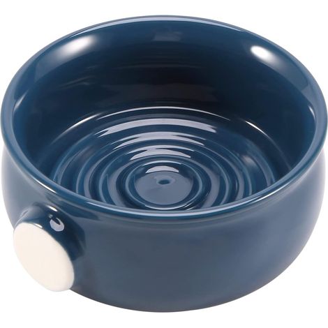 Gobelet de rasage en céramique pour homme - Avec large bouche - Pour blaireau et savon à raser - Bleu foncé (1/5)