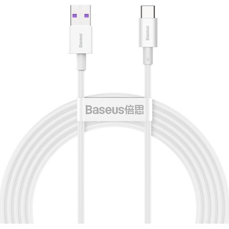Cable USB Superior USB-C de 66 W y 6 A, 2 m, color blanco. (1/5)