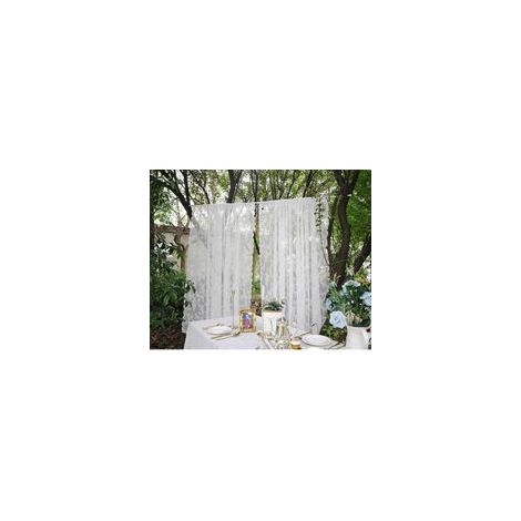 Lot 2 Rideaux Dentelle Blanche 150x200 cm Floral, Tulle, Embrasses, Salon & Chambre