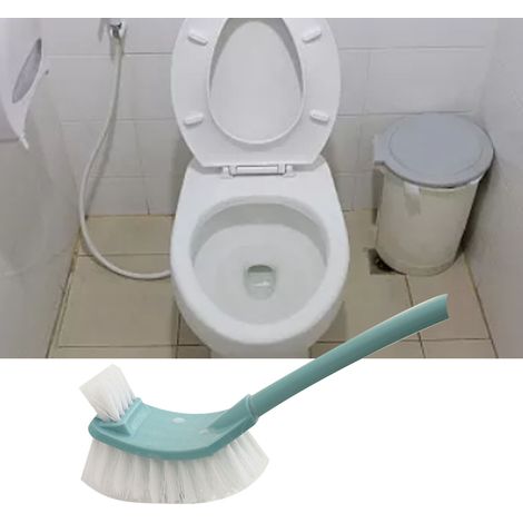 Ensemble de brosses de toilette créatives double face de style européen avec base, pour le nettoyage de la salle de bain et des toilettes, bleues. (1/5)