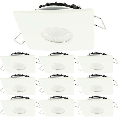 Set 10 Faretti da incasso LED 8W MILANO CCT IP65 IK07 Collare quadro bianco con trasformatore Dimmerabile