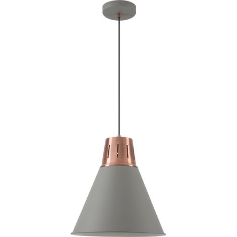 Suspension Lampe suspendue Plafonnier E27 gris doré Abat-jour en métal 32 cm réglable en hauteur Salle à manger Salon Cuisine Moderne Scandinave (1/2)