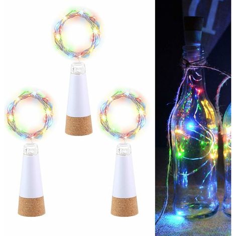 Guirlande lumineuse LED multicolore pour bouteilles de vin, rechargeable par USB (sans piles), 2 m, 20 LED, idéale comme cadeau de Noël ou d'Halloween. (1/5)