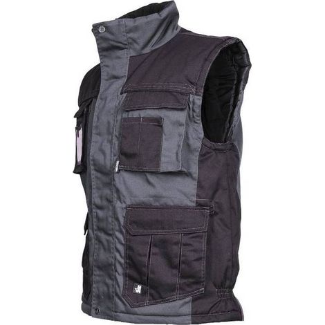 Gilet Sans Manches de Travail Piattec - Taille 4XL - Gris/Noir - Résistant et Confortable - D-Work
