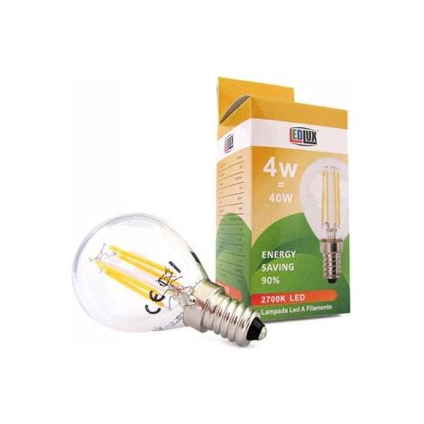 Stock 4 Lampade Filo Led Con Filamento E14 G45 4W 360 Gradi Bianco Caldo 2700K Bulbo Globo Piccolo Sfera