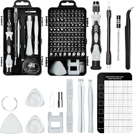 Kit d'outils de tournevis de précision gris 122 en 1 pour l'électronique et le bricolage (1/5)