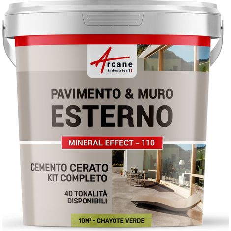 Microcemento per esterni: pavimenti, muri, terrazze, balconi, scale - 10 m² (in 2 strati) Chayote Verde - ARCANE INDUSTRIES