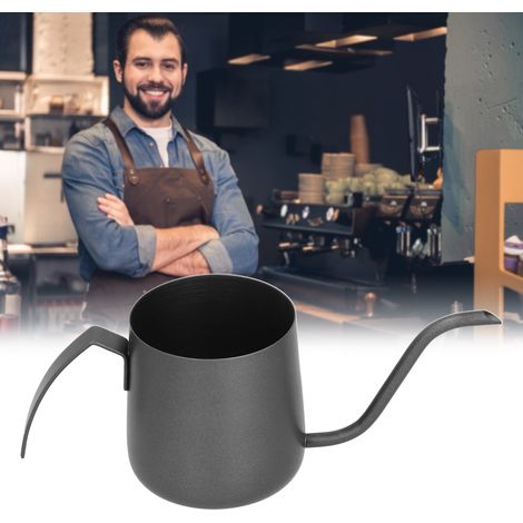 Cafetière à filtre en acier inoxydable 304 avec revêtement en téflon, bouilloire à filtre épaisse, 250 ml, noire (1/5)