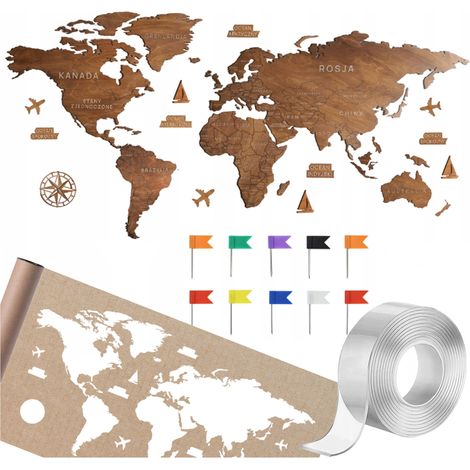 Carte du monde avec accessoires, 120 cm, à accrocher au mur pour enfants (1/5)