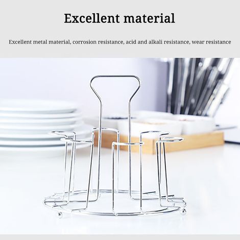Support rotatif pour tasses, mugs et verres de cuisine, égouttoir à tasses en métal (1/5)