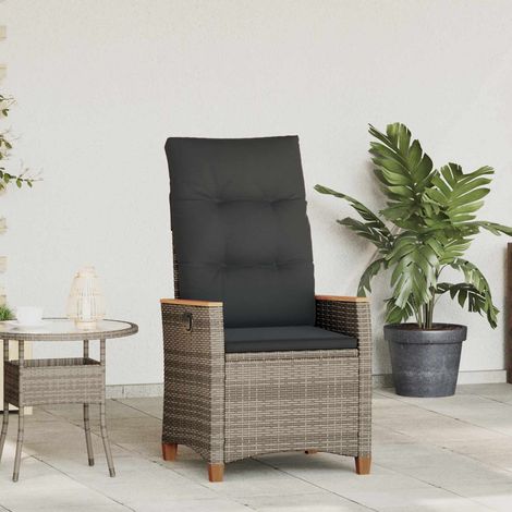 Verstellbarer Gartenstuhl Grau und Marineblau Poly-Rattan