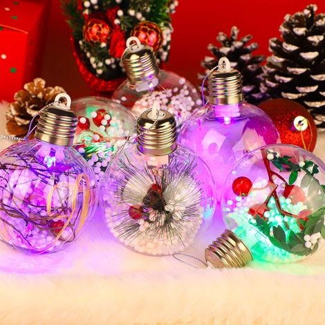 Bola De Navidad Iluminada - Bola Transparente Con Luces LED - Para Árbol De Navidad - Juego De 6 Unidades (1/5)