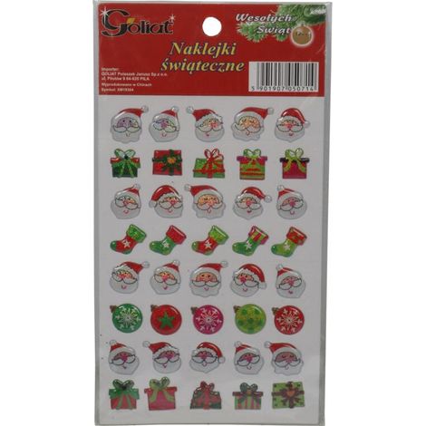 Set di adesivi autoadesivi per finestre - Temi natalizi: Babbo Natale, palline, regali, calzini - 40 pezzi.