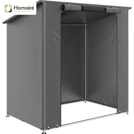 HOMAIRE Zeltgarage 1,9x1,2 m Wasserdicht Dunkelgrau mit aufrollbarer Reißverschlusstür und Belüftungsfenster
