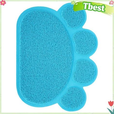 Tbest Tapis de litière pour chat Tapis de Litière de Chien Chat en PVC Napperon animalerie deplacement Forme de griffe bleu ciel (1/5)