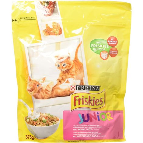 Friskies gatti junior crocchette pollo, verdure e latte Purina 375 grammi (1/4)