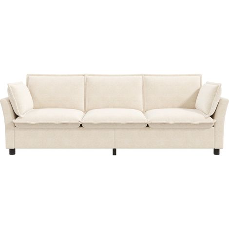 Ensemble canapé modulable 3 places + 2 places en chenille beige pour salon (1/5)