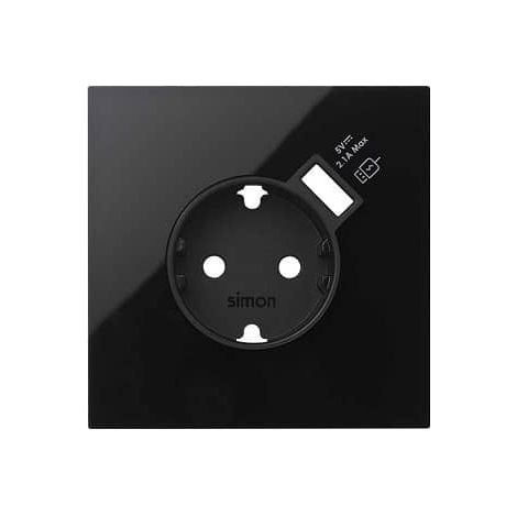 Tapa para base enchufe y cargador usb Simon 100  Negro (1/2)