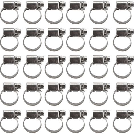 30Pcs Hose Clamps German Style Adjustable 304 Stainless Steel Fuel Line Clamp Pipe Tube Clips11-20