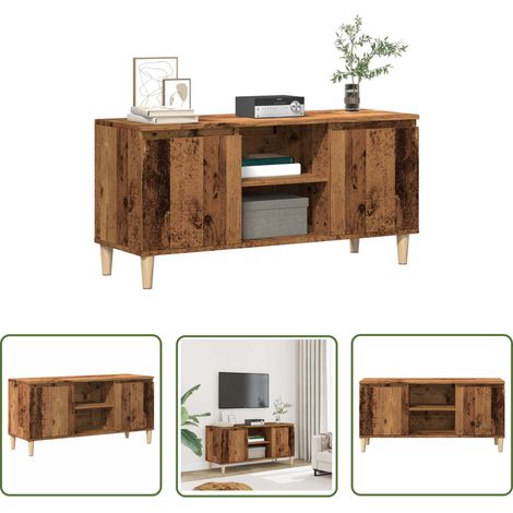 vidaXL Meuble TV vieux bois 102x35x50 cm bois d'ingénierie (1/5)