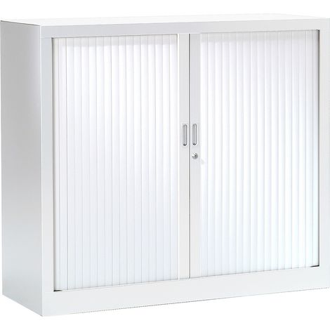 Armoire basse à rideaux monobloc 100 x 120 cm blanche (1/5)