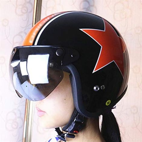 Lunettes de Casque Vintage - Visière de Casque Rétro Universelle à 3 Boutons-Pression Pare- Pare- Demi-visière Visière de Casques de Moto(Multicolore) (1/4)