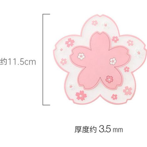 Sous-Verres - PVC Souple avec Motif Fleurs de Cerisier - Antidérapants et Lavables - Lot de 4 (1/5)