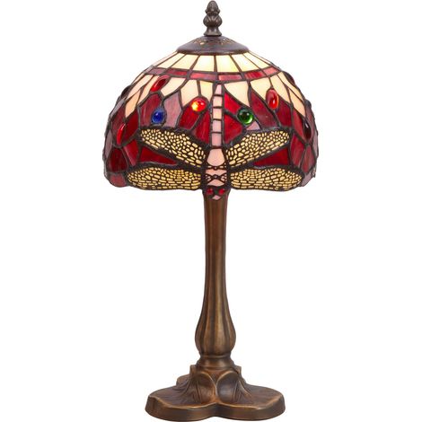 Tiffany Petite Lampe de Table diamètre 20cm Série Belle Rouge