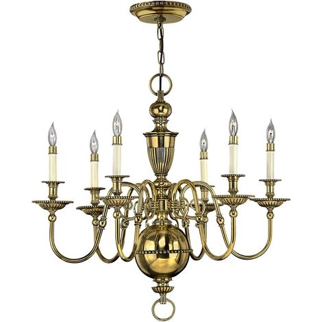 Elstead Cambridge - Lustre à 6 ampoules au fini laiton poli, E14 (1/5)