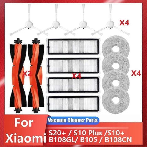 Filtre et brosse lat��rale principale pour aspirateur robot Xiaomi S20 / S10 Plus / S10 / B108GL / B105 / B108CN B113CN. Accessoires inclus : filtre et brosse lat��rale principale.