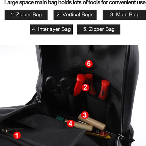 Sac à outils haut de gamme, sac à dos, sac de réparation multifonctionnel en toile, sac pour ordinateur, sac pour installateur de climatiseur, sac pour matériel d'électricien (1/5)