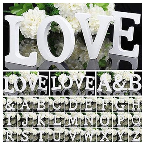LETTERE IN LEGNO BIANCO 12CM ALFABETO MATRIMONI COMPLEANNI DECORAZIONI FESTA - & - Tipologia: &