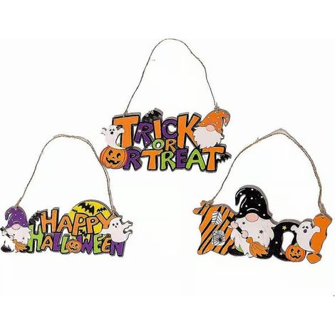Décorations murales en bois pour Halloween (lot de 2), décoration murale citrouille d'Halloween, décoration pour fête d'Halloween (1/5)