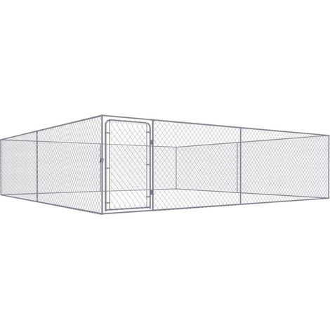 Cuccia da esterno gabbia recinto per animali box per cani da esterno in acciaio zincato 4 x 4 x 1 m 020000473