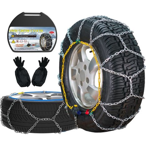 Chaînes Neige Automatiques, 2 Pièces x 12mm, Montage Rapide en 1 Minute des Chaînes Neige Avec Tendeur Automatique,Chaîne de Traction Universelle de Secours Pour Voitures, Pickups et SUV (HKN 130)