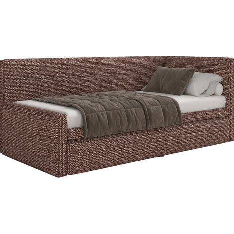 Selsey Nesmi - Polsterbett mit Bettkasten, Webstoff Braun, 90x200 cm (1/5)