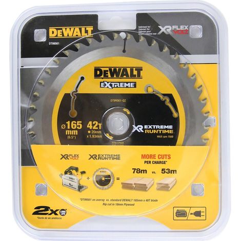 Dewalt DT99561 165mm x 20mm 42T Extreme Runtime FlexVolt Plunge Saw Blade DCS520