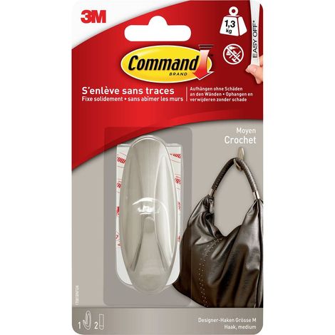 3M Crochet de conception Medium Command™ aspect métallique (L x l x H) 79 x 29 x 29 mm métal Contenu: 1 pc(s) W288262 (1/3)