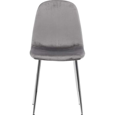 Eva chaise de salle à manger velours gris clair (1/5)