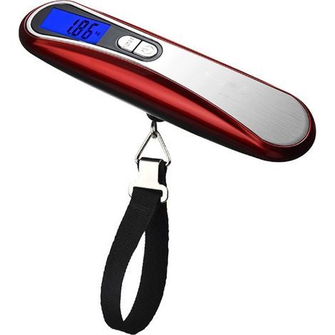 (Rot) MYCARBON Elektronische Reisegepäckwaage, tragbare Kofferwaage, max. 50 kg, Tara-Funktion, Batterie inklusive, Kofferwaage für Reisen, Post, Einkaufen, Zuhause und Outdoor-Aktivitäten (1/5)