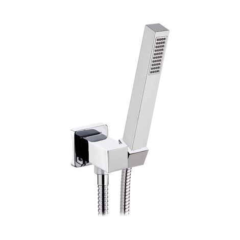 PRESA ACQUA QUADRATA SUPPORTO IN OTTONE + DOCCETTA POLAR + FLESSIBILE- Cromo- MARIA- pezzi 1 (1/2)