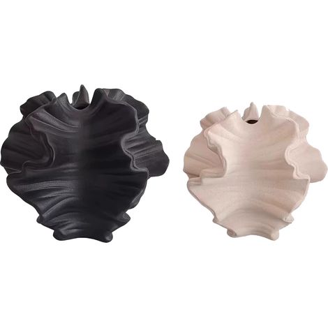 Lot de 2 vases en céramique, style nordique minimaliste – décoration bohème pour salon, cuisine et chambre--Style A+B-Noir+Blanc (1/5)