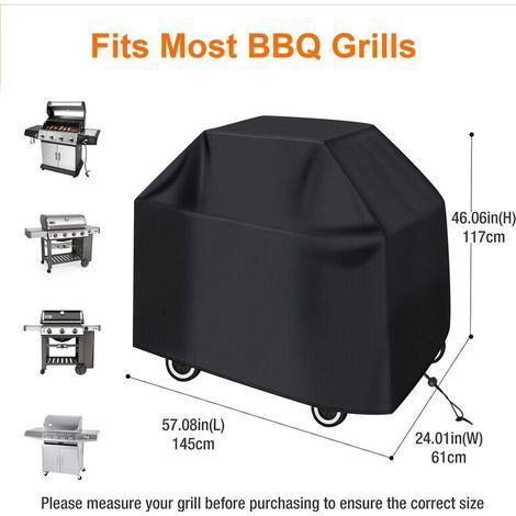 Housse Barbecue Exterieur, 210D Oxford Housse Barbecue, Couverture de Grill Anti-Vent/Anti-UV/Anti-l'eau/Anti-l'Humidité/Antipoussière, Fits Most Grills, avec Sac de Rangement, 145 x 61 x 117cm (1/4)