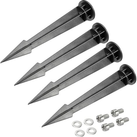 Lot de 4 piquets solaires M5 pour allée jardin, ABS 43 x 210 mm, noir.