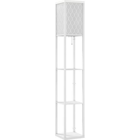 Lampada da Terra 2 in 1 Moderna 26x26x160 cm con 3 Ripiani Attacco E27 in MDF Bianco (1/5)